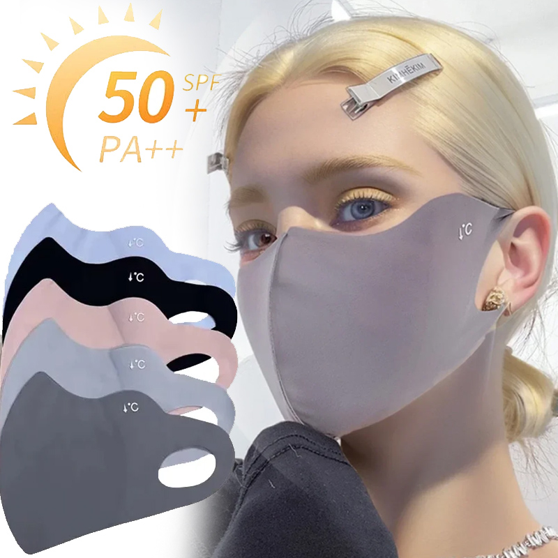 Cloth Face Mask Washable - Sommer-Sonnenschutz-Gesichtsmaske 3D Atmungsaktiver Waschbarer Eisseide-Gaiter mit